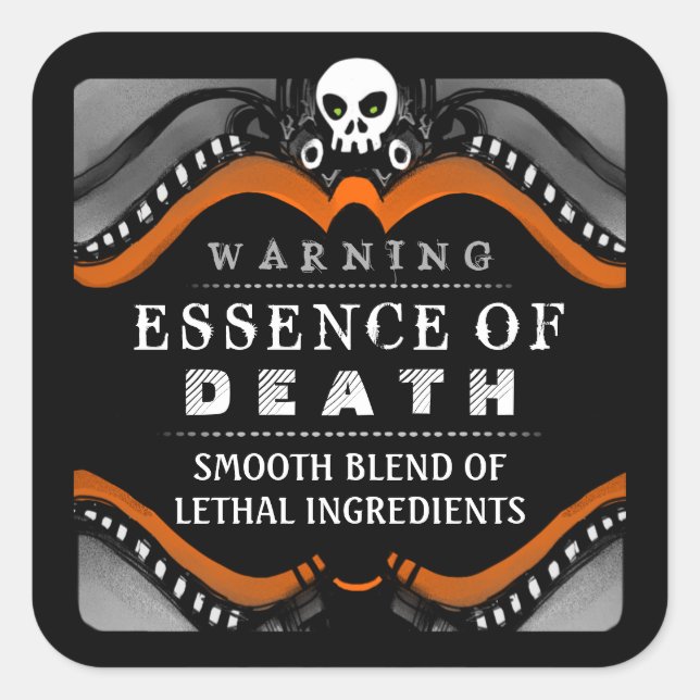 Halloween Black Orange White Drink oder Leckerei L Quadratischer Aufkleber (Vorderseite)