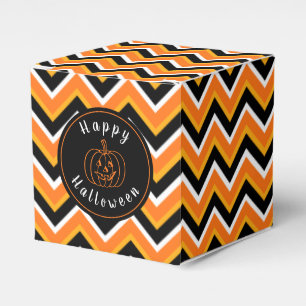 Halloween Black Orange White Zigzags Geschenkschachtel