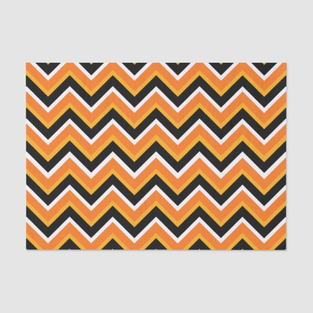 Halloween Black Orange White Zigzags Seidenpapier (Vorderseite)