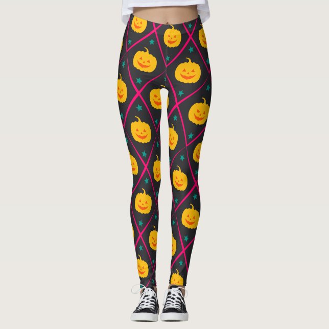 Halloween Black Pink Minimal Muster Leggings (Vorderseite)