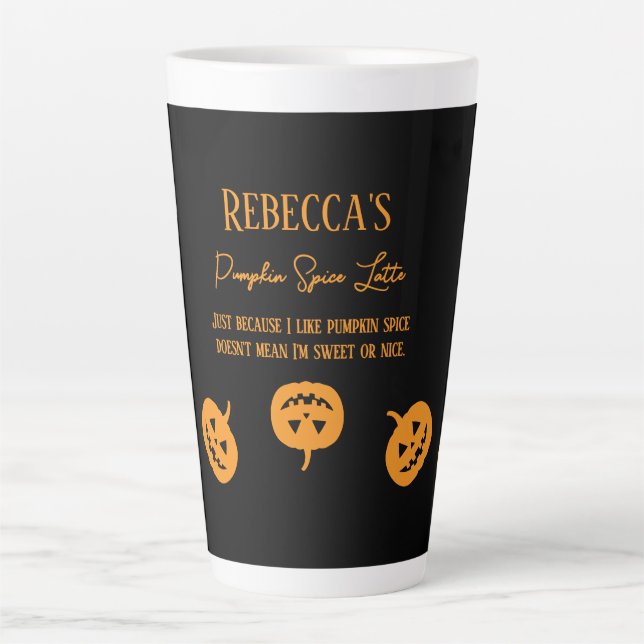 Halloween Black Pumpkin Gewürz Sweet oder Nice Milchtasse (Vorderseite)
