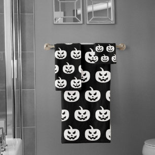 Halloween Black Pumpkins Muster Spooky Beängstigen Badhandtuch Set
