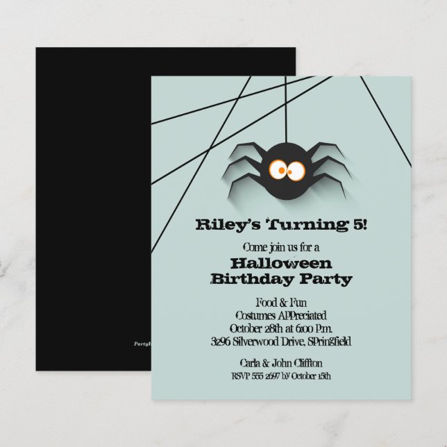 Halloween Black Spider Einladungen zum Geburtstag (Vorne/Hinten)