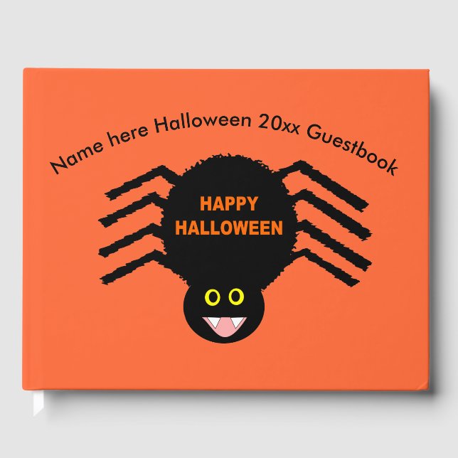 Halloween Black Spider Guestbook Gästebuch (Vorderseite)