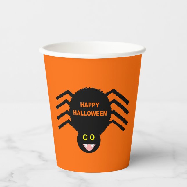 Halloween Black Spider Pappbecher (Vorderseite)