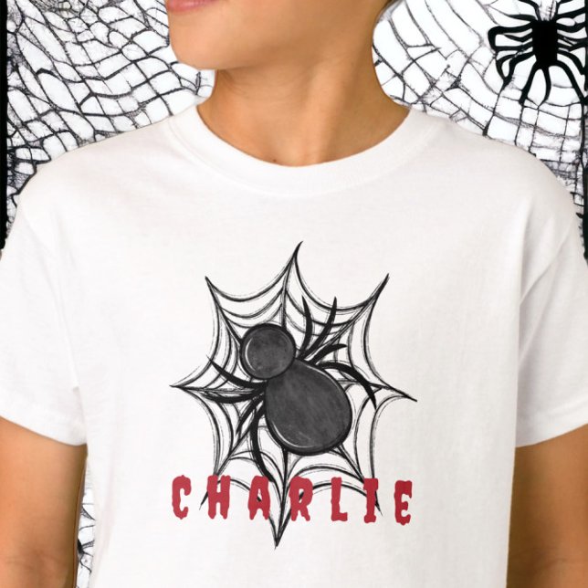 Halloween Black Spiderweb Name T-Shirt (Von Creator hochgeladen)