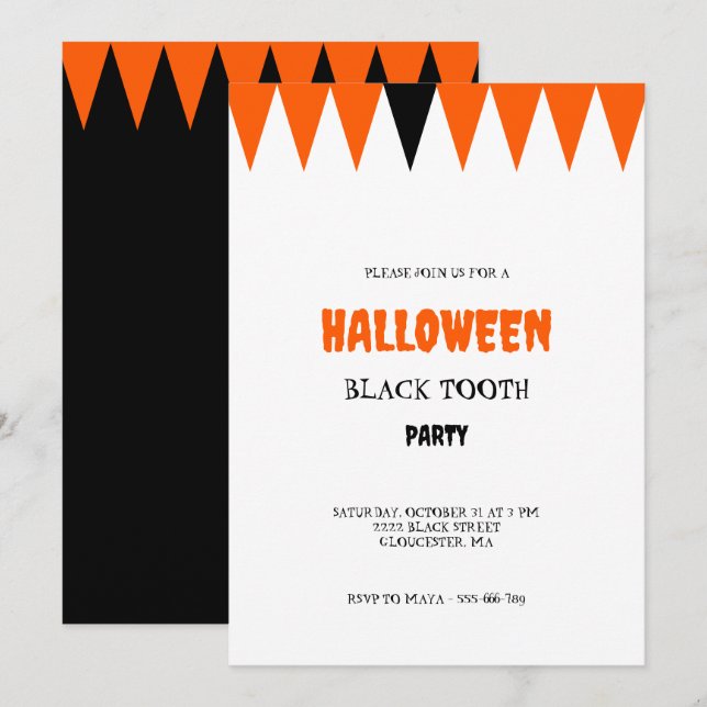 Halloween Black Tooth Party Einladung (Vorne/Hinten)