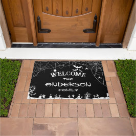 Halloween Black & White Web Spider Webhost-Name Fußmatte