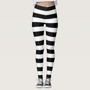 Halloween blanc et noir rayé Leggings à thème