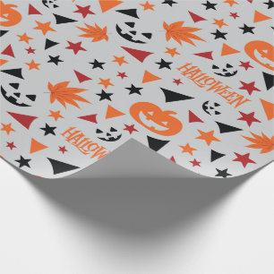 Halloween-Blätter und Kürbiskürbis - Nahtlose Gesc Geschenkpapier