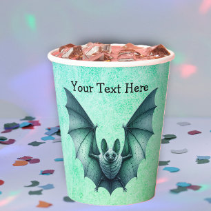 Halloween Blau Grüne Fliegende Fledermaus Behaarte Pappbecher