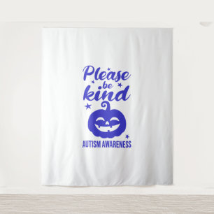 Halloween Blaue Kürbis Autismus-Bewusstsein Wandteppich