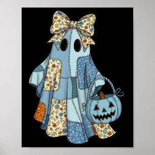 Halloween Blaues Denim-Geist Trendiges Denim-Patch Poster