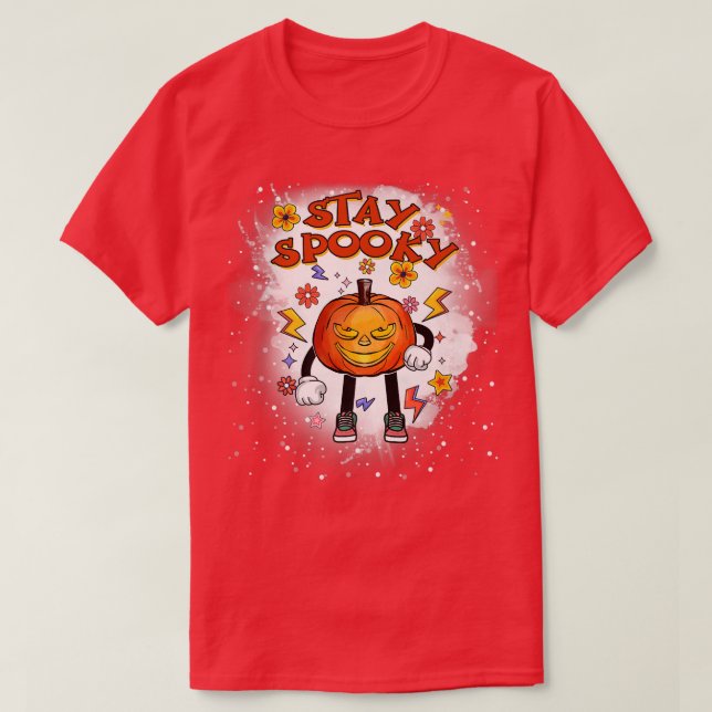Halloween Bleibe Spooky Beängstigend Kürbislaterne T-Shirt (Design vorne)