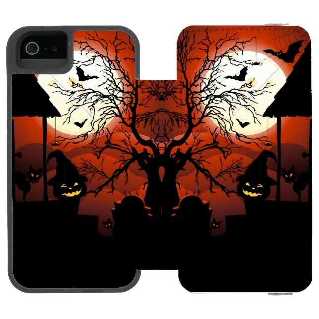 Halloween Bloody Moonlight Nightmare Incipio iPhone Geldbeutel-Hülle (Folio Geöffnet)