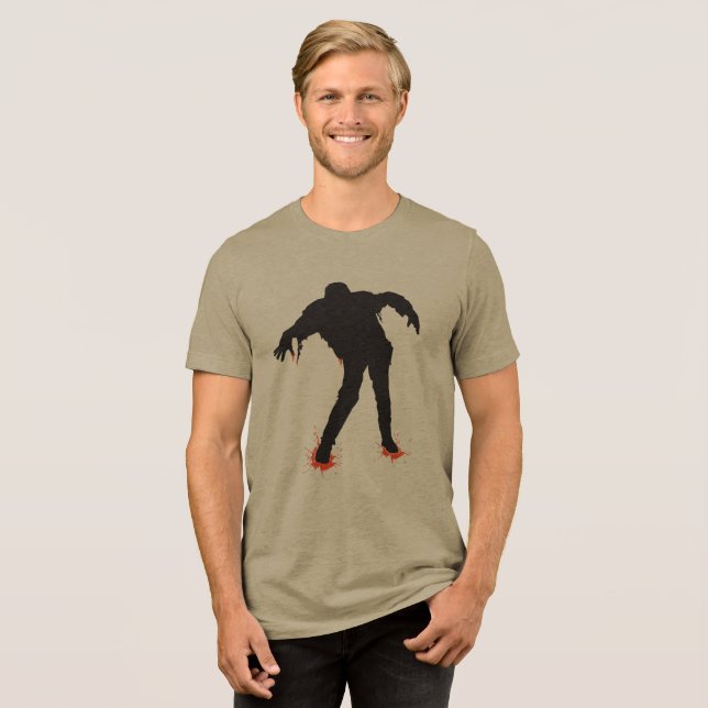 Halloween Bloody Zombie Tri-Blend Shirt (Vorderseite voll)