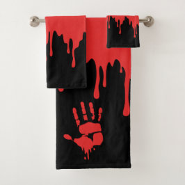 Halloween Blopping Red Black Beängstigend Badhandtuch Set