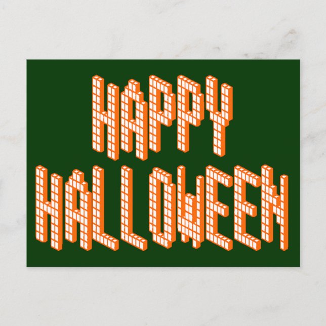 Halloween Blox Text Postkarte (Vorderseite)