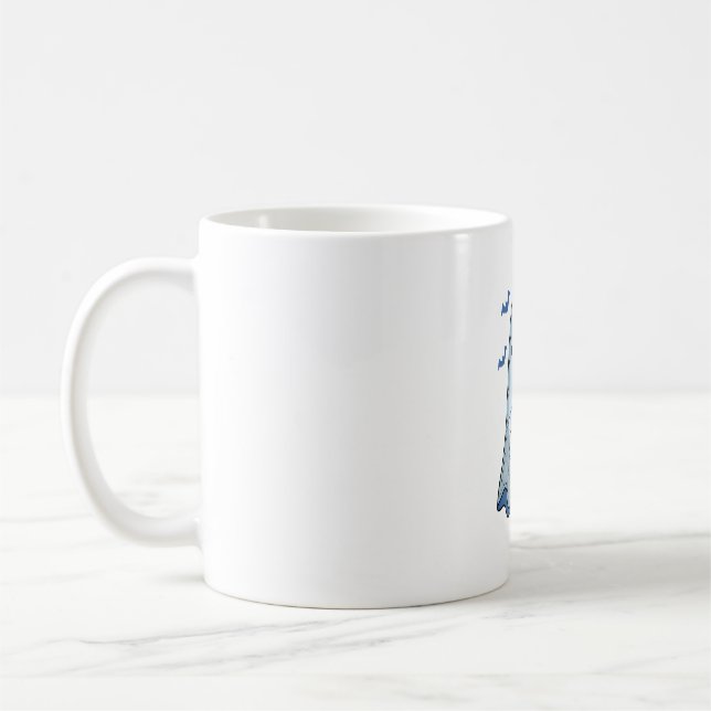 Halloween Blue Denim Ghost und Cat Kaffeetasse (Links)