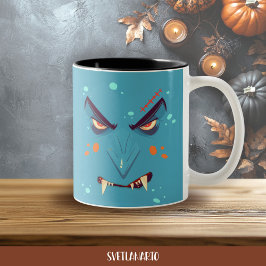 Halloween Blue Grumpy Vampire Coffee Mug Zweifarbige Tasse