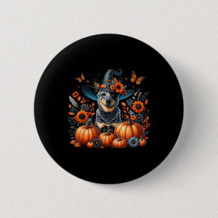 Halloween Blue Heeler Dog Pumpkin Herbstsaison Fl Button