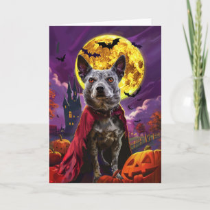 Halloween Blue Heeler Hund Kürbisse Gruselig Karte