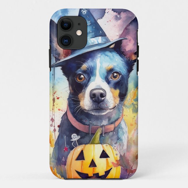 Halloween Blue Heeler mit Pumpkins Beängstigend Case-Mate iPhone Hülle (Rückseite)