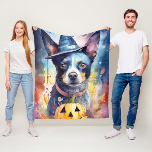 Halloween Blue Heeler mit Pumpkins Beängstigend Fleecedecke