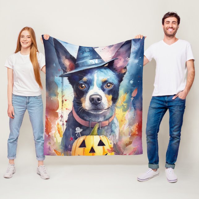 Halloween Blue Heeler mit Pumpkins Beängstigend Fleecedecke (Beispiel)