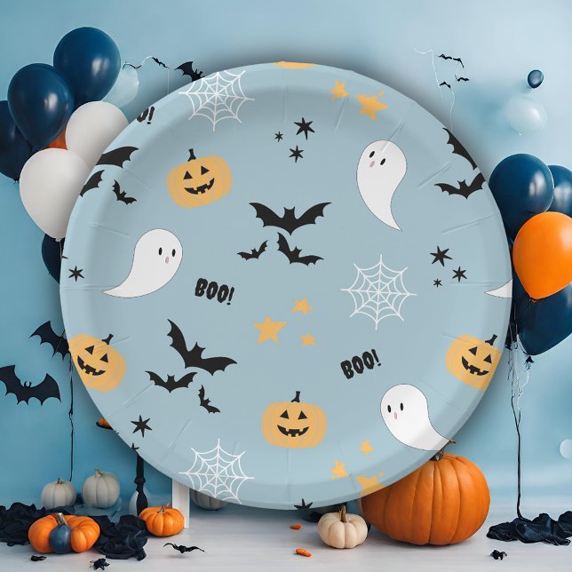 Halloween Blue Pappteller (Von Creator hochgeladen)
