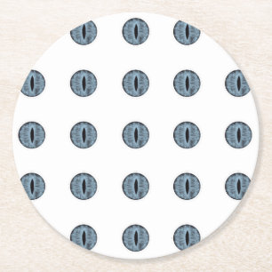Halloween Blue Polka Dot Eyes Runder Pappuntersetzer