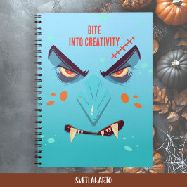 Halloween Blue Vampire Face Spiral Notebook Notizblock
