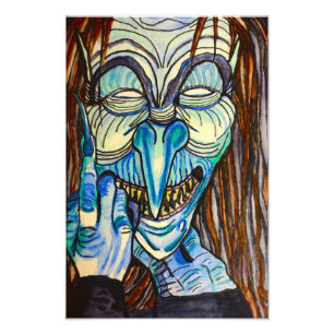 HALLOWEEN BLUES WITCH FOTODRUCK