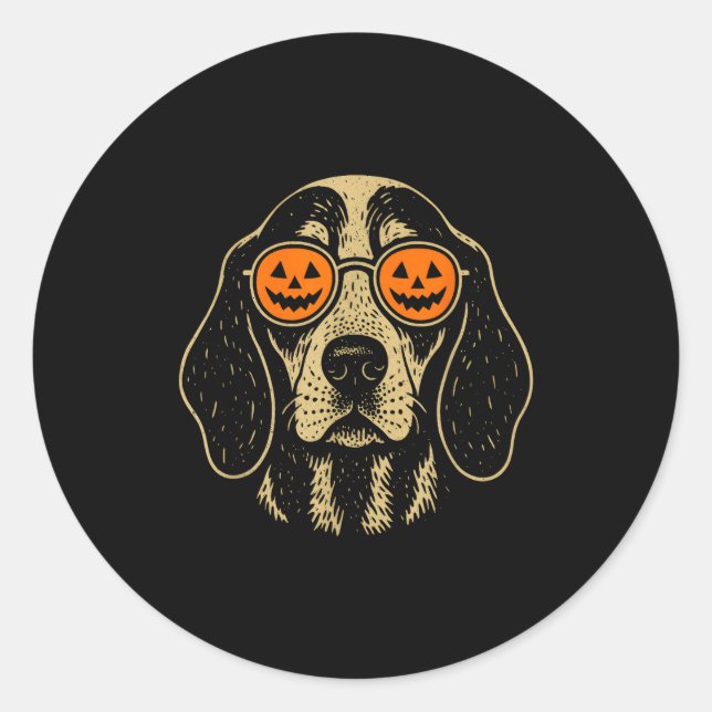 Halloween Bluetick Coonhound Dog With Pumpkin Gles Runder Aufkleber (Vorderseite)