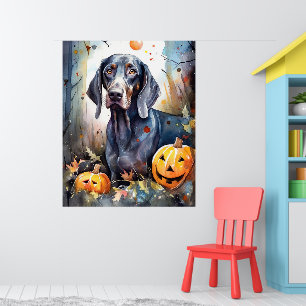 Halloween Bluetick Coonhound mit Kürbissen Gruseli Poster