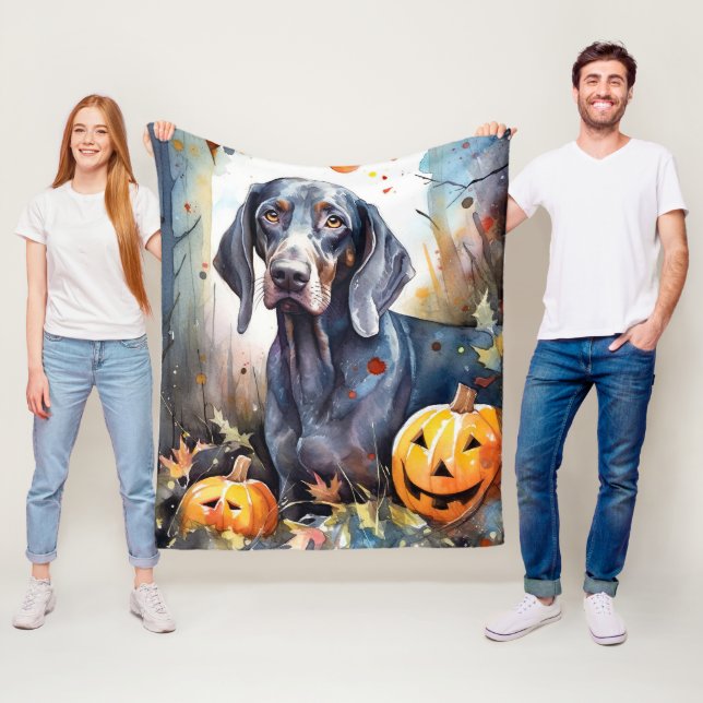 Halloween Bluetick Coonhound mit Pumpkins Beängsti Fleecedecke (Beispiel)