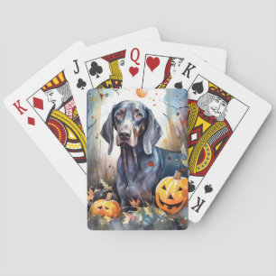 Halloween Bluetick Coonhound mit Pumpkins Beängsti Spielkarten