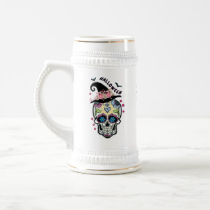 Halloween Blume Skull Bierglas