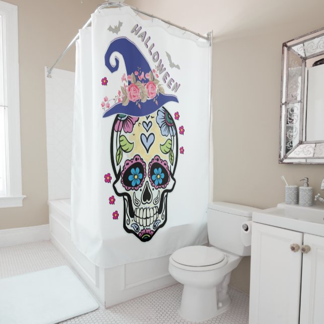 Halloween Blume Skull Duschvorhang (Beispiel)