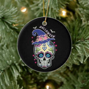 Halloween Blume Skull Keramik Ornament