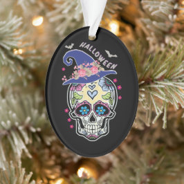 Halloween Blume Skull Ornament