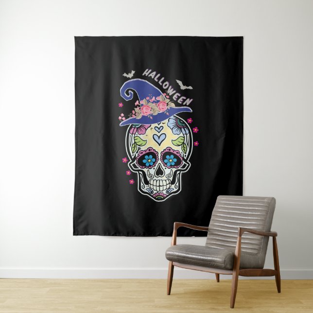 Halloween Blume Skull Wandteppich (Beispiel)