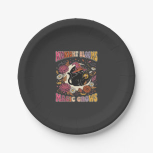 Halloween-Blumen-Hexe-Katze-Magie Pappteller