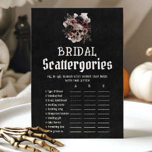 Halloween-Blumen-Schädel-Braut-Scattergories-Spiel Einladung