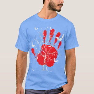 Halloween, blutige Hand, Baum und Vögel, Herbstspi T-Shirt