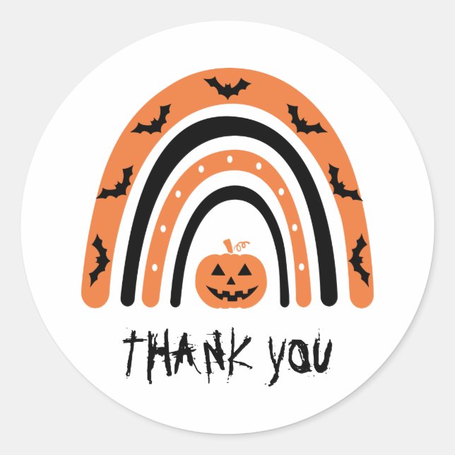 Halloween Boho Rainbow Bat Pumpkin Vielen Dank Runder Aufkleber (Vorderseite)