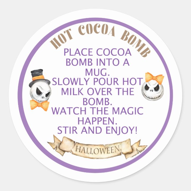 HALLOWEEN-Bombe, Kakaobombenlabel Runder Aufkleber (Vorderseite)