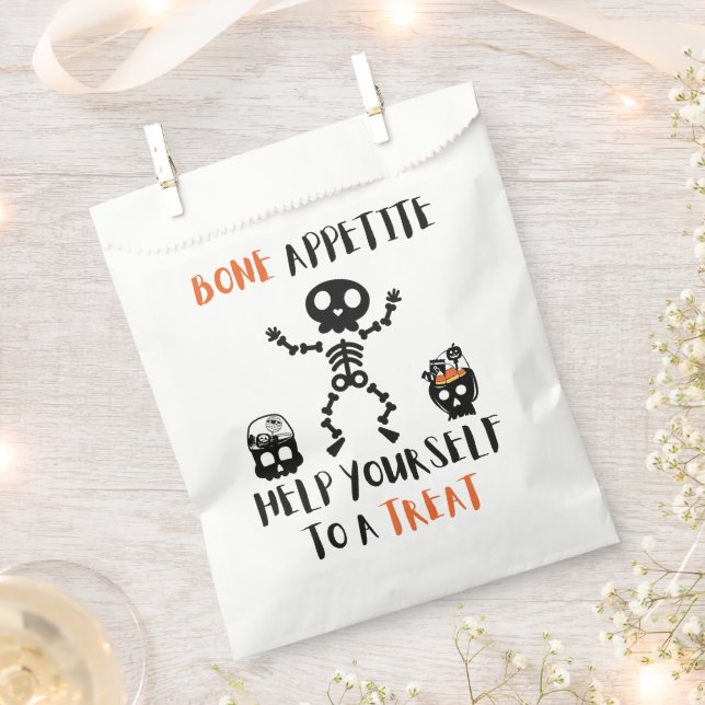 Halloween Bone Appetit Skelett Bonbons Tasche Geschenktütchen (Ausgeschnitten)