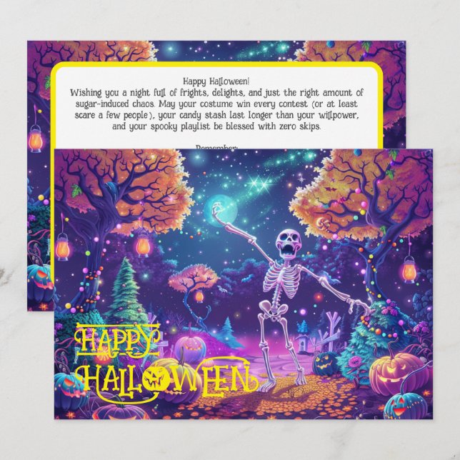 Halloween Bone to Be Wild Karte! Einladung (Vorne/Hinten)