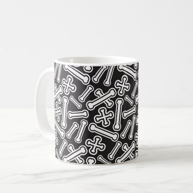 Halloween Bones Pattern Kaffeetasse (Vorderseite Links)